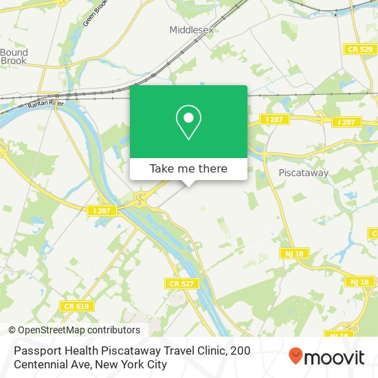 Mapa de Passport Health Piscataway Travel Clinic, 200 Centennial Ave