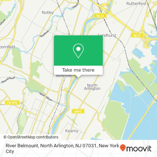 Mapa de River Belmount, North Arlington, NJ 07031