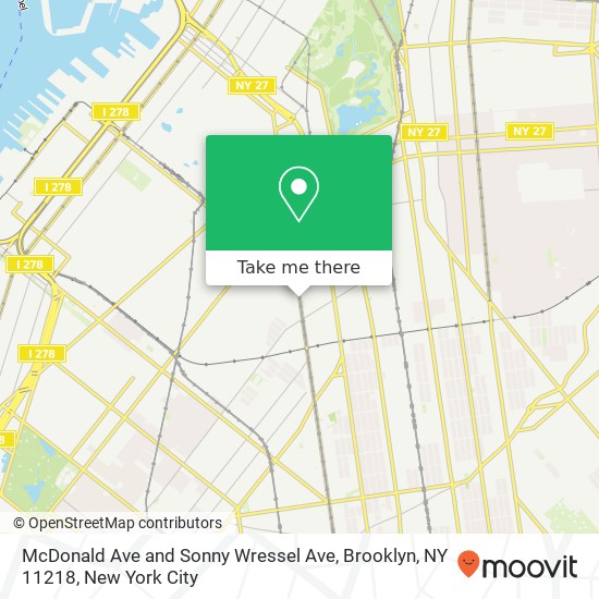 McDonald Ave and Sonny Wressel Ave, Brooklyn, NY 11218 map
