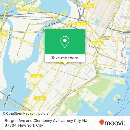 Mapa de Bergen Ave and Clendenny Ave, Jersey City, NJ 07304