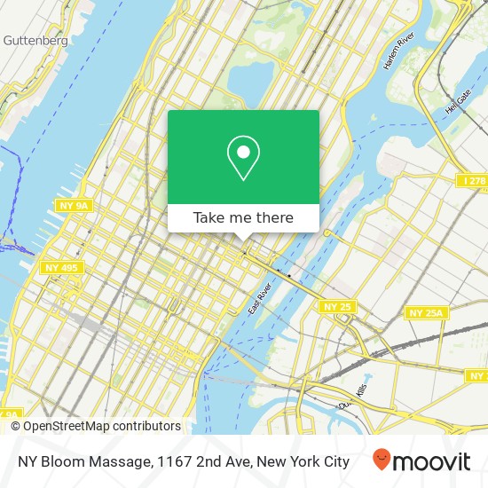 Mapa de NY Bloom Massage, 1167 2nd Ave