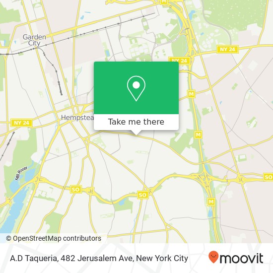 Mapa de A.D Taqueria, 482 Jerusalem Ave