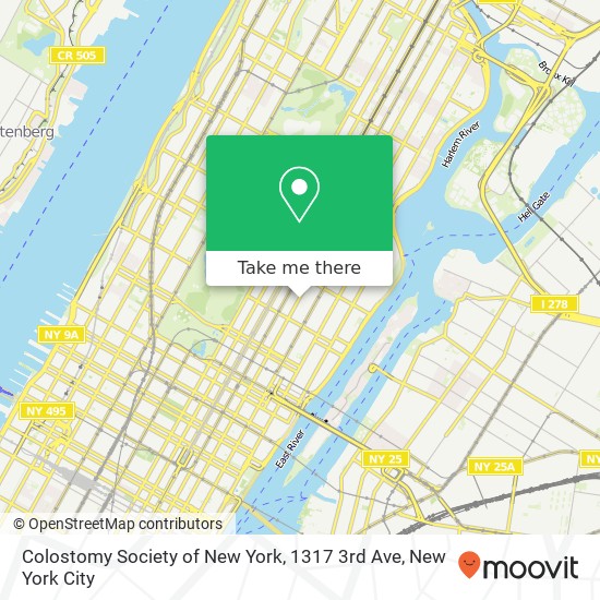 Mapa de Colostomy Society of New York, 1317 3rd Ave