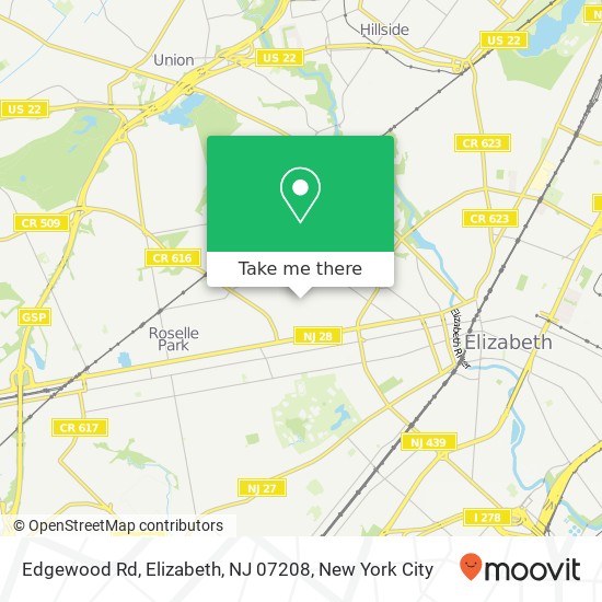 Mapa de Edgewood Rd, Elizabeth, NJ 07208