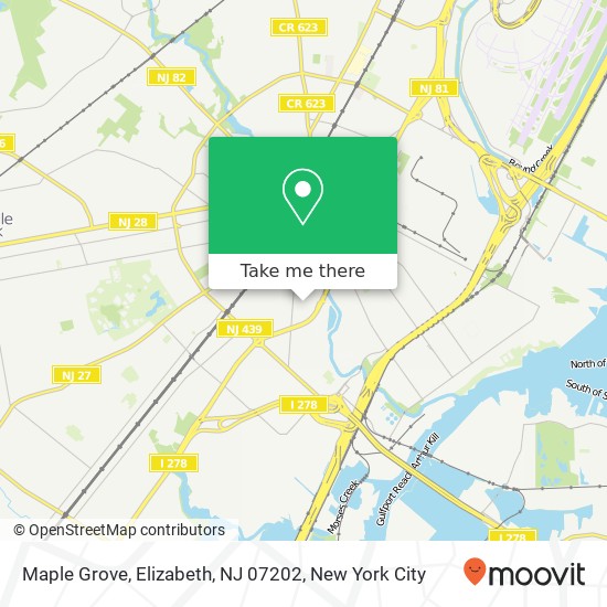 Mapa de Maple Grove, Elizabeth, NJ 07202