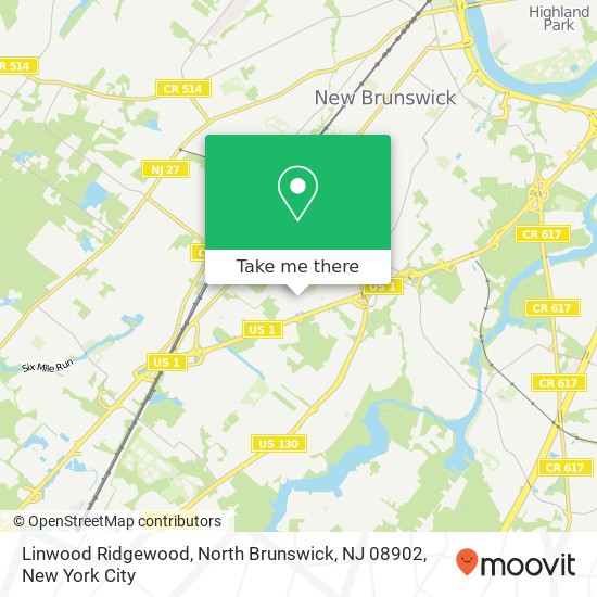 Mapa de Linwood Ridgewood, North Brunswick, NJ 08902