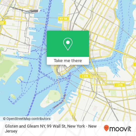 Glisten and Gleam NY, 99 Wall St map