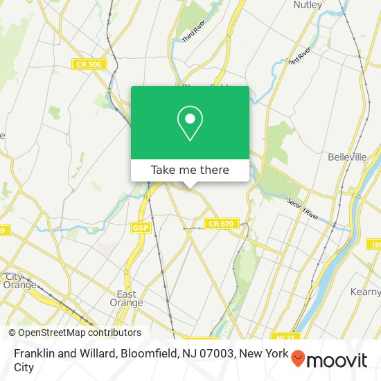 Franklin and Willard, Bloomfield, NJ 07003 map