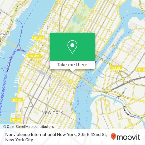 Nonviolence International New York, 205 E 42nd St map