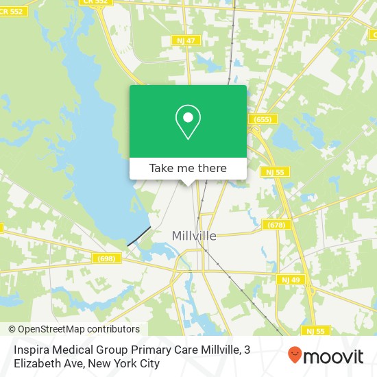 Inspira Medical Group Primary Care Millville, 3 Elizabeth Ave map