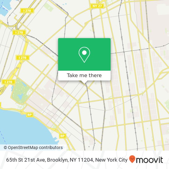 Mapa de 65th St 21st Ave, Brooklyn, NY 11204