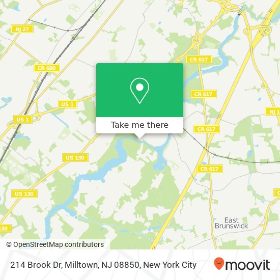 Mapa de 214 Brook Dr, Milltown, NJ 08850