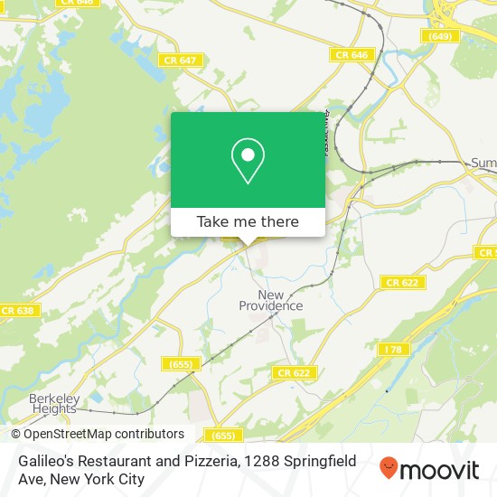 Mapa de Galileo's Restaurant and Pizzeria, 1288 Springfield Ave
