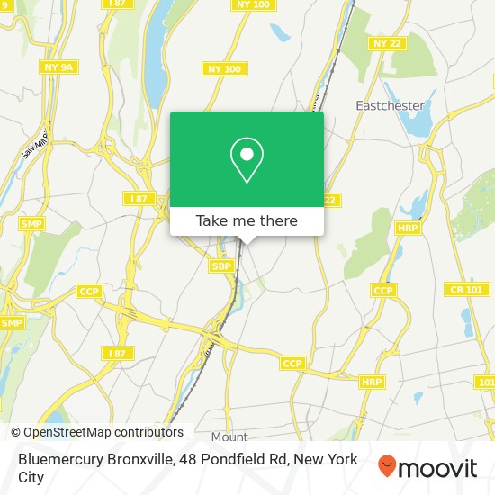 Bluemercury Bronxville, 48 Pondfield Rd map