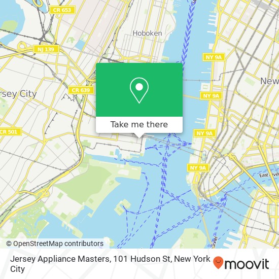 Jersey Appliance Masters, 101 Hudson St map