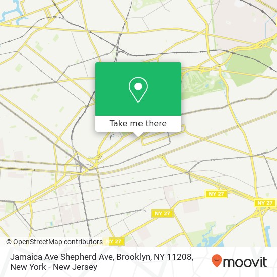 Mapa de Jamaica Ave Shepherd Ave, Brooklyn, NY 11208