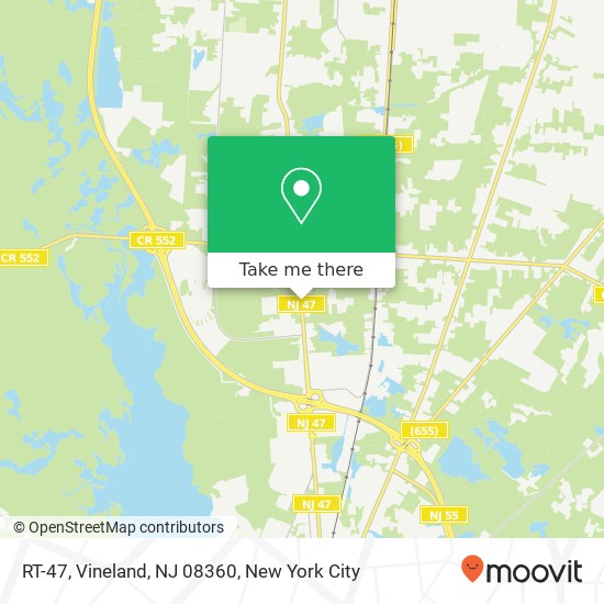 Mapa de RT-47, Vineland, NJ 08360