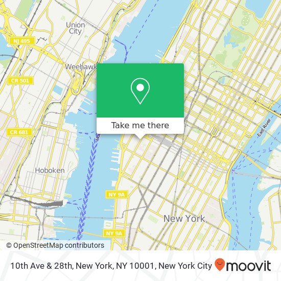 10th Ave & 28th, New York, NY 10001 map