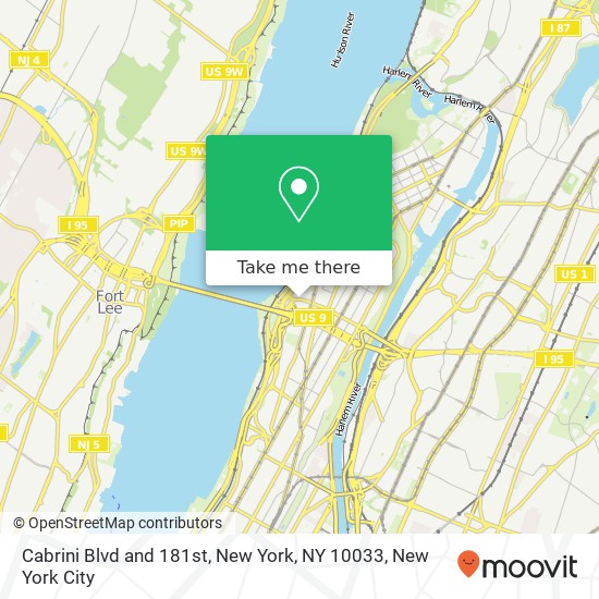 Cabrini Blvd and 181st, New York, NY 10033 map