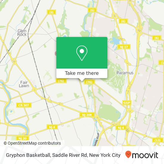 Gryphon Basketball, Saddle River Rd map