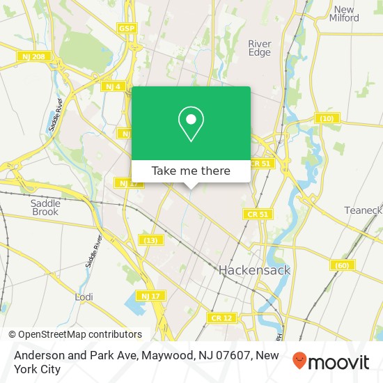 Mapa de Anderson and Park Ave, Maywood, NJ 07607