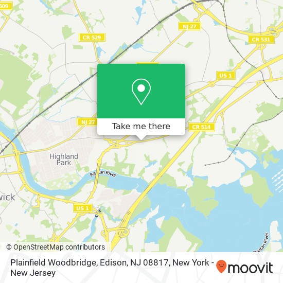 Mapa de Plainfield Woodbridge, Edison, NJ 08817