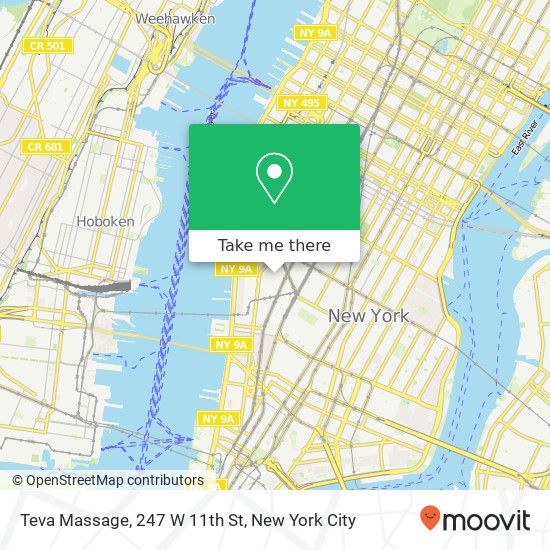 Mapa de Teva Massage, 247 W 11th St