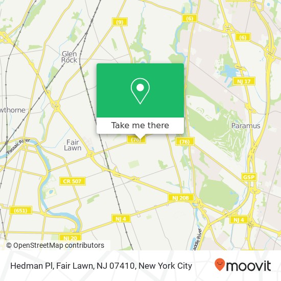 Mapa de Hedman Pl, Fair Lawn, NJ 07410