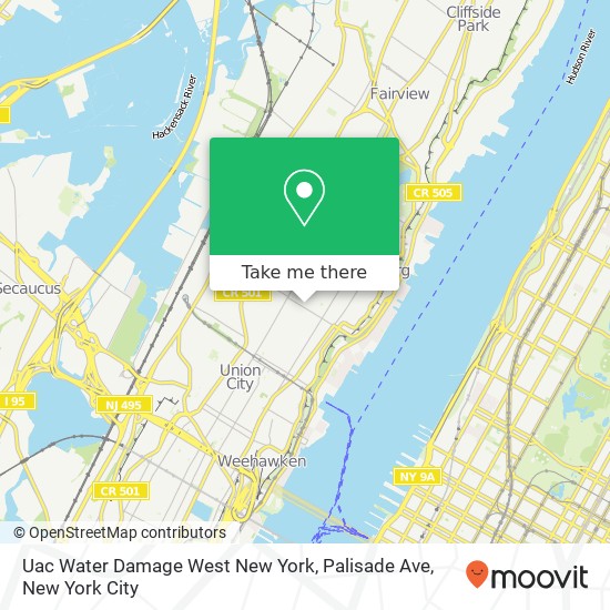 Mapa de Uac Water Damage West New York, Palisade Ave