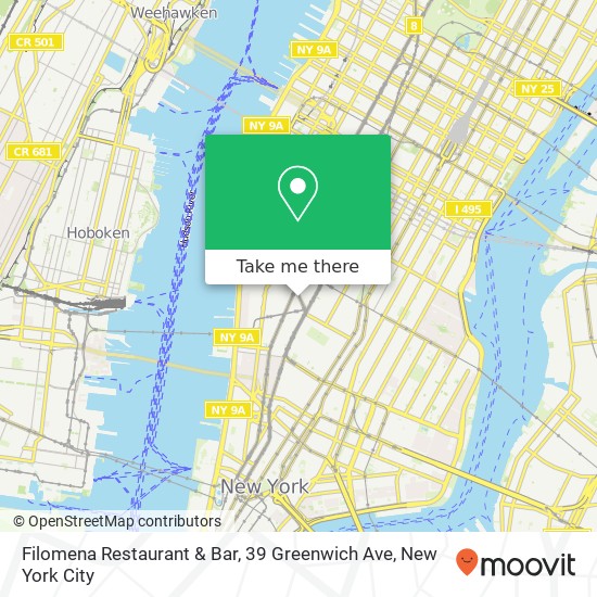 Mapa de Filomena Restaurant & Bar, 39 Greenwich Ave