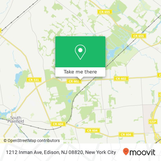 Mapa de 1212 Inman Ave, Edison, NJ 08820