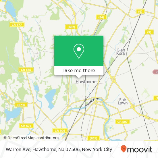 Mapa de Warren Ave, Hawthorne, NJ 07506