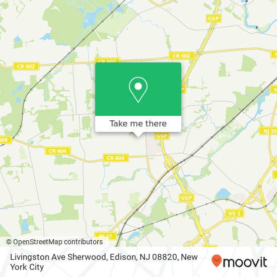 Mapa de Livingston Ave Sherwood, Edison, NJ 08820