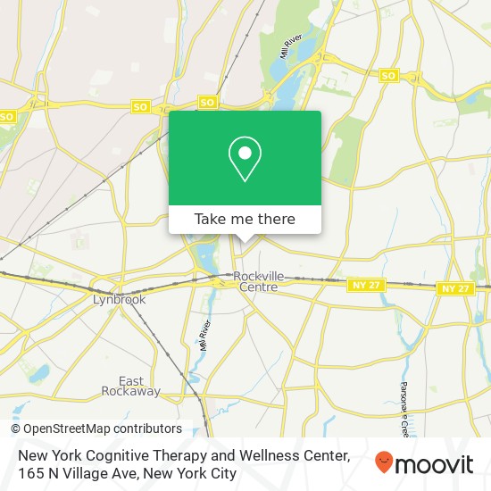 Mapa de New York Cognitive Therapy and Wellness Center, 165 N Village Ave