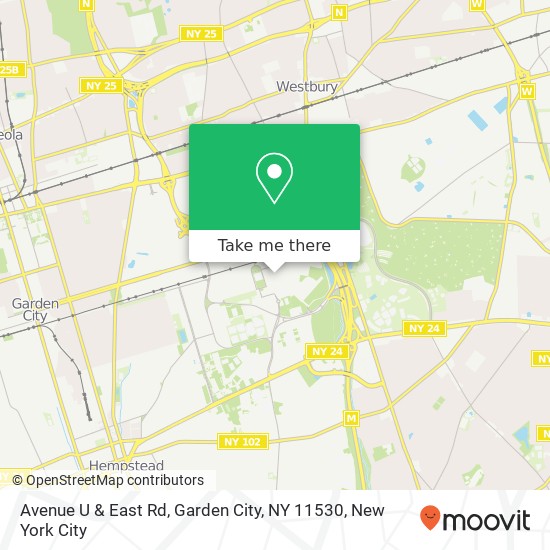 Avenue U & East Rd, Garden City, NY 11530 map