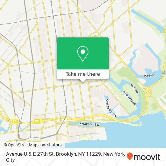 Mapa de Avenue U & E 27th St, Brooklyn, NY 11229