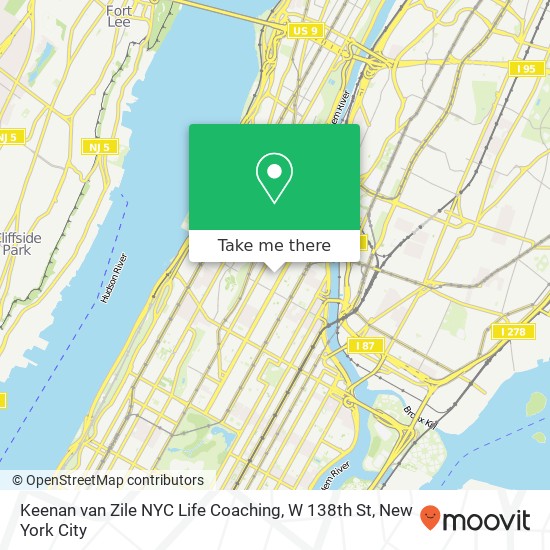 Mapa de Keenan van Zile NYC Life Coaching, W 138th St