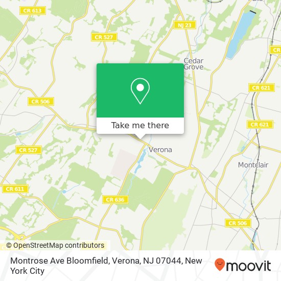 Mapa de Montrose Ave Bloomfield, Verona, NJ 07044