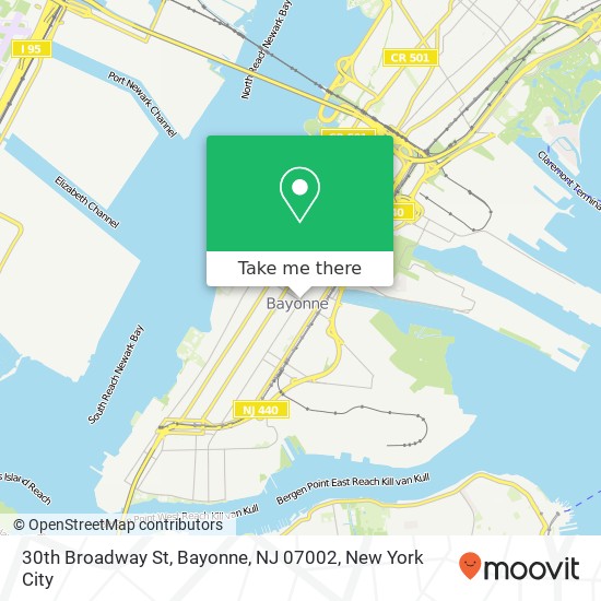 Mapa de 30th Broadway St, Bayonne, NJ 07002