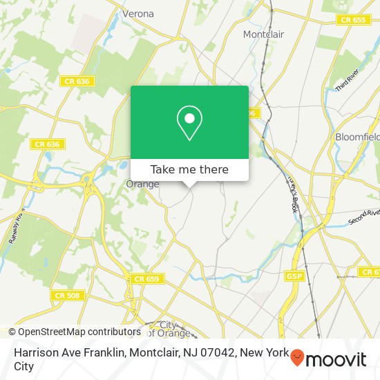 Mapa de Harrison Ave Franklin, Montclair, NJ 07042