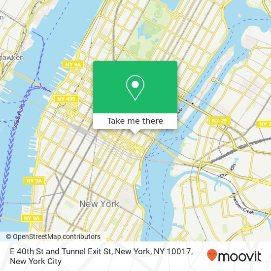 Mapa de E 40th St and Tunnel Exit St, New York, NY 10017