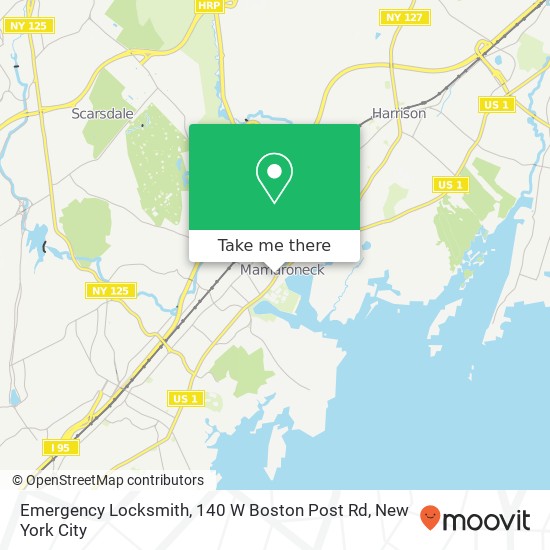 Mapa de Emergency Locksmith, 140 W Boston Post Rd