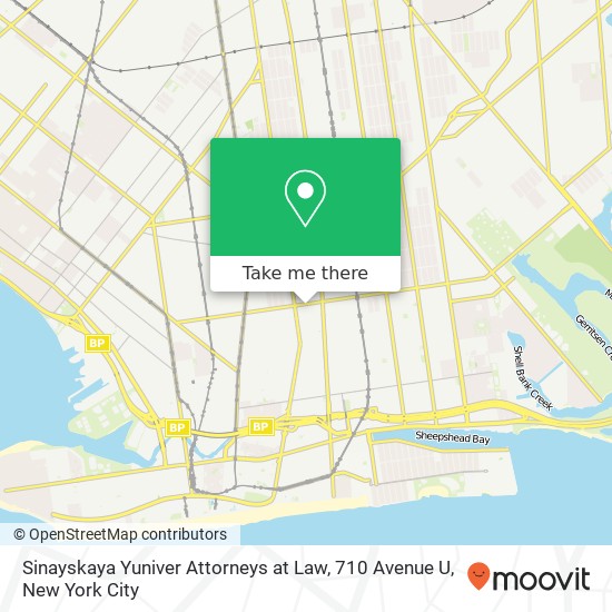 Mapa de Sinayskaya Yuniver Attorneys at Law, 710 Avenue U