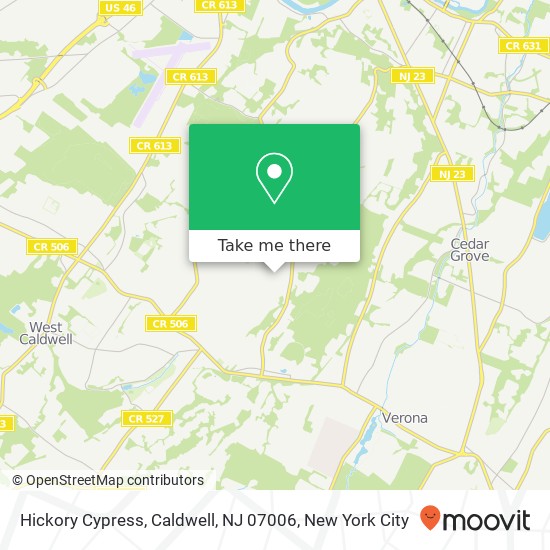 Mapa de Hickory Cypress, Caldwell, NJ 07006
