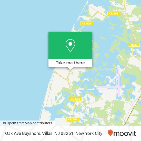 Mapa de Oak Ave Bayshore, Villas, NJ 08251