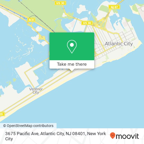 Mapa de 3675 Pacific Ave, Atlantic City, NJ 08401