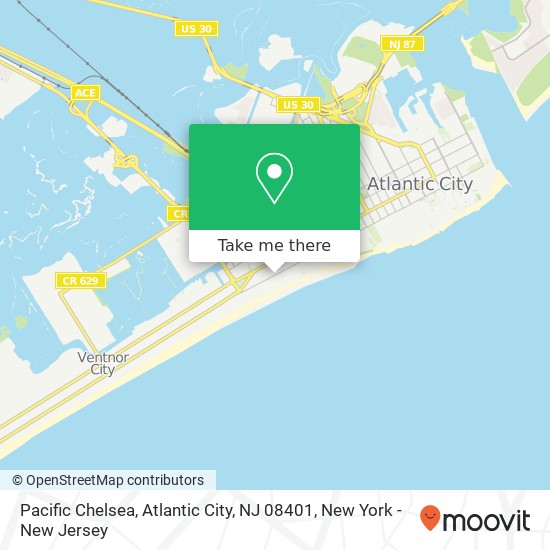 Mapa de Pacific Chelsea, Atlantic City, NJ 08401