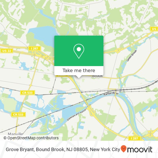 Mapa de Grove Bryant, Bound Brook, NJ 08805
