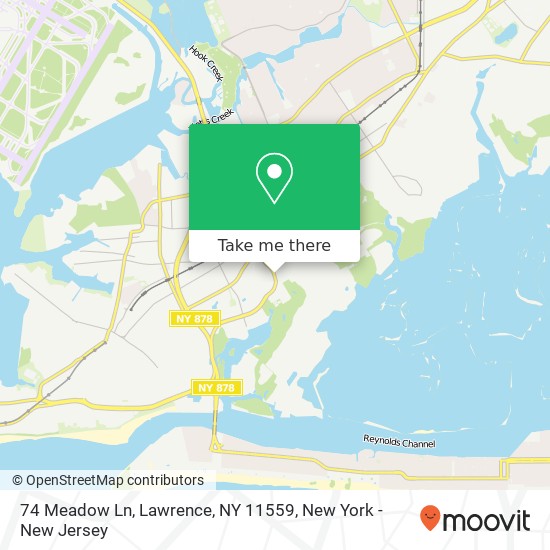 Mapa de 74 Meadow Ln, Lawrence, NY 11559