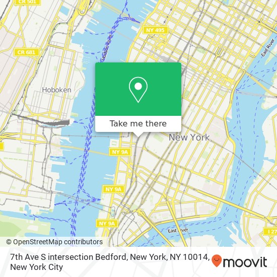 Mapa de 7th Ave S intersection Bedford, New York, NY 10014